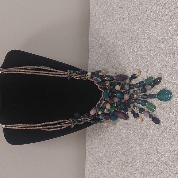 Jewelry - Chico's Multicolor Chunky Beaded Statement Bib DrapeNecklace